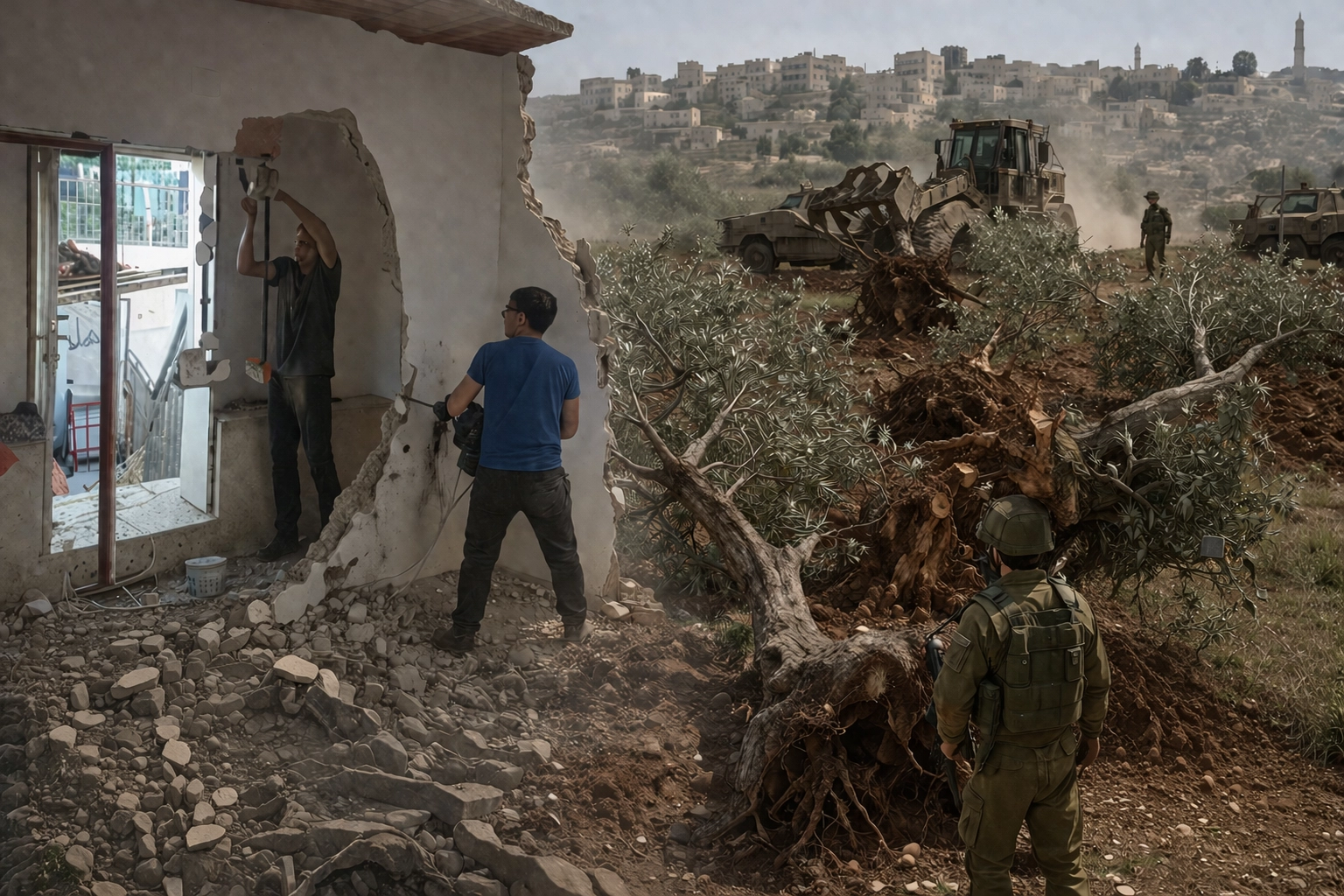 Filistinlinin bitmeyen çilesi: Evini yıktı, ağaçları söküldü