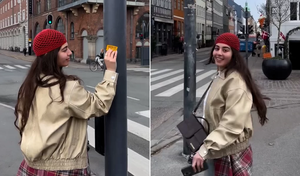 Mısırlı oyuncu Mayan el-Sayed'den Kopenhag'da boykot afişi